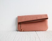 Fold Over Vegan Clutch in Adobe Pink