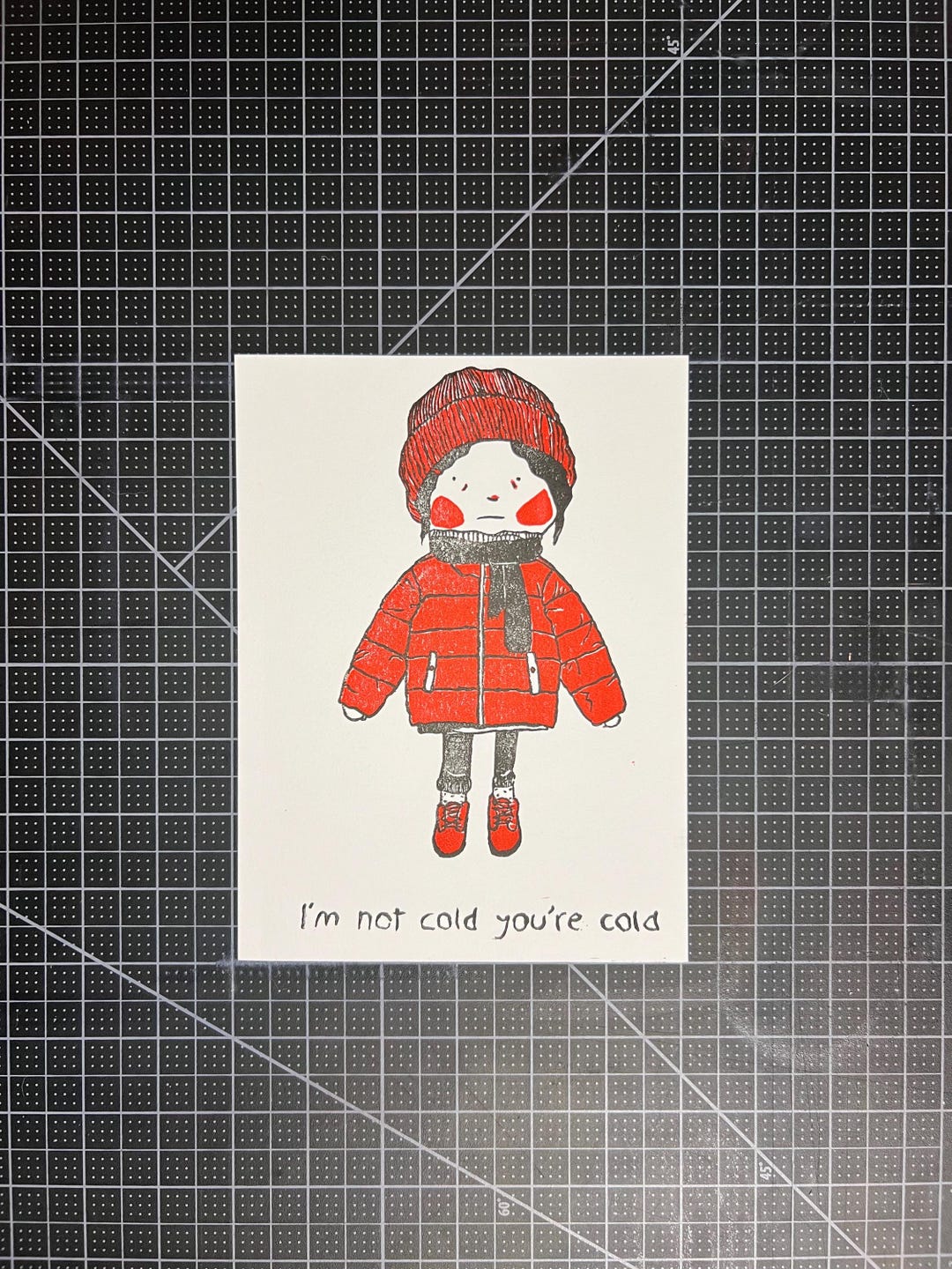 I’m Not Cold - Linocut Print - Etsy