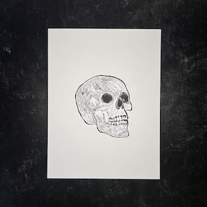 Skull - Linocut Print