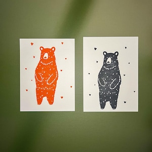 Urso do Amor - Linogravura