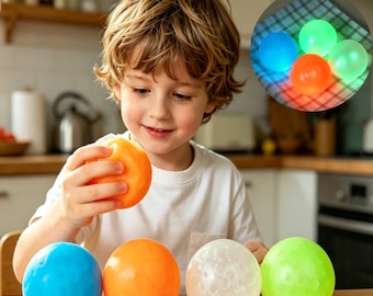 Pelota blanda de TPR de 6 cm que brilla en la oscuridad con bolitas de agua, juguete antiestrés sensorial, pelota brillante de 4 colores para niños y adultos.