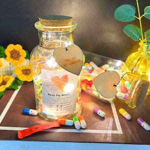 Informations sur mes souhaits Capsule pour pilules, contenant des bandes de papier vierges, ensemble de pilules d'amour d'urgence pour les relations à distance - Cadeau de mariage multicolore