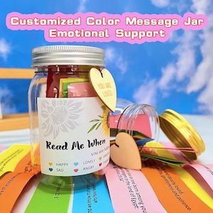 Pot de soutien émotionnel en bande de papier de couleur personnalisée imprimable, kit de pots Lisez-moi quand, bocal longue distance pour l'amour, bande de papier vierge