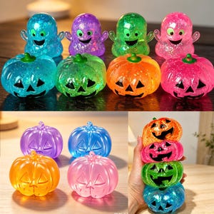 Glitter Clear Squishy Pumpkin Spooke Leksak, Halloween Stress Fidget Leksak, Kawaii Transparent Squeeze Leksak, Halloween Festgåva