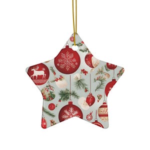 Festive Ceramic Ornaments, Star Shaped Holiday Decor for Christmas, Personalized Gifts, Tree Decorations, Unique Keepsakes, 4 Styles