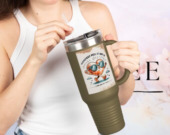 Inspirational Insulated Travel Mug, 40oz, Motivational Tumbler with Manifest Feel It Get It Design, Perfect for Gifts, Road Trips, and