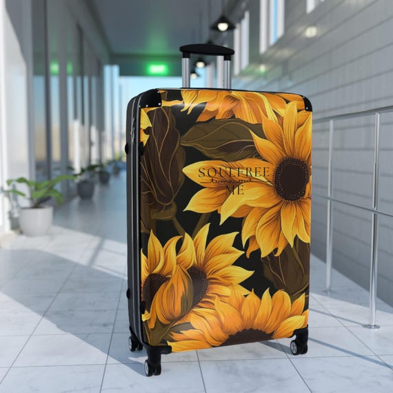 Sunflower Suitcase, Travel Luggage, Floral Design Travel Bag