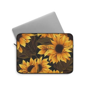 Sunflower Laptop Sleeve, Eco-Friendly Computer Case, Flower Tech Pouch, Stylish Gadget Accessory, Gift for Nature Lovers