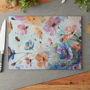 Floral Soul Free Glass Cutting Board, Kitchen Decor, Gift for Cooks, Housewarming Present, Floral Art, Cooking Essentials, Unique