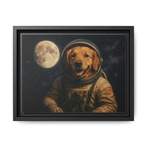 astronaut dog, Matte Canvas Print, Framed Wall Decor, Galaxy Art, Space Theme Nursery Poster, Wall Art