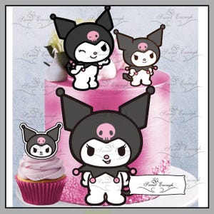 10 x Hello KITTY Kuromi Essbare KARTEN aus Oblatenpapier Cup Cake Topper Geburtstagsparty pink