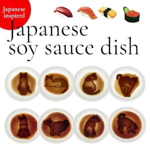 Cat & Shiba Soy Sauce Dishes – Cute Japanese - soy sauce dish, perfect gift for dog and cat lovers, charming collection for sushi lovers.
