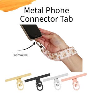 Metal Phone Connector Tab – Universal Tether Patch for Wrist Straps and Lanyards | Durable Metal Hook, Slim & No Adhesive Needed