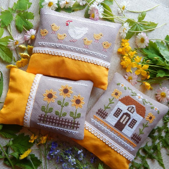 Farmhouse Summer Primitive Cross Stitch Patterns Set – Mini