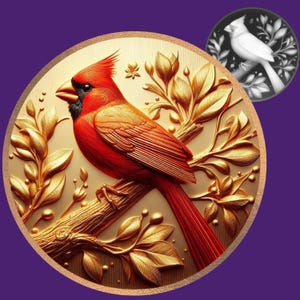 Cardinal 3D Lasergravurdatei | Tiefenkarte | Höhe Karte | X Werkzeug | PNG | Lichtbrand | CNC | Graustufen | Glühschmiede | Laserdatei | Vogel