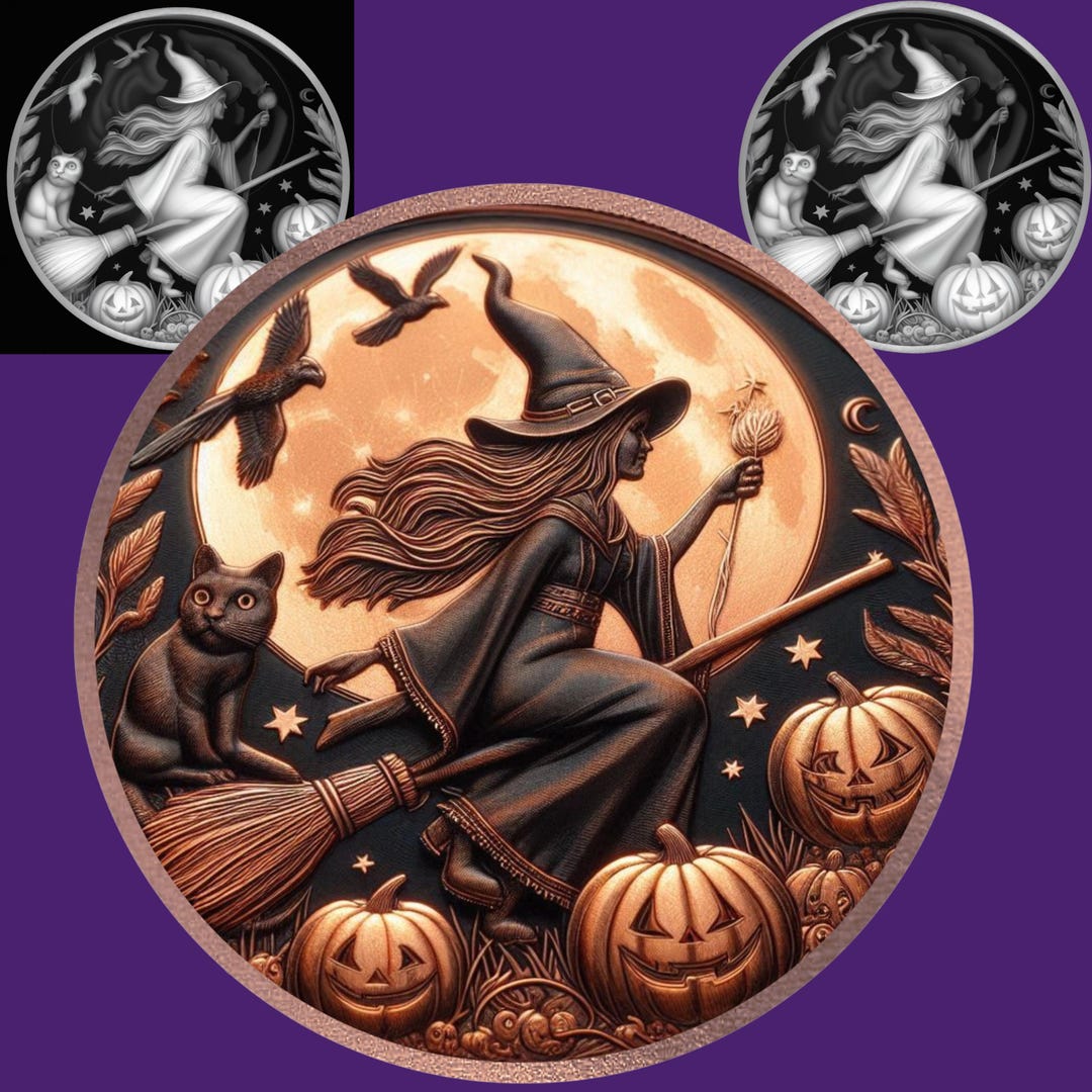 Halloween Coin | PNG | 3d Embossing Files| Glowforge | Xtool | Depth ...
