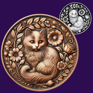 Illusion 3D de chat | Carte de profondeur| Gravure laser PNG |  Gravure prête pour le laser | Numérique | Outil X | Forgelumineuse | Niveaux de gris| CNC| Fichier découpé au laser | Coup de lumière