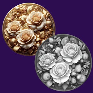 Gravação a laser 3D de flores | Mapa de profundidade de moedas | Mapa de altura | Xtoo l Lightburn | Ilusão 3D ||PNG | Download digital | Glow Forge | Rosas