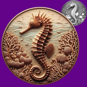 Depth Map | Laser File | Height Map| 3D Laser Engrave | Xtool | Lightburn | 3d illusion | Art Download | PNG | glowforge | CNC | Seahorse