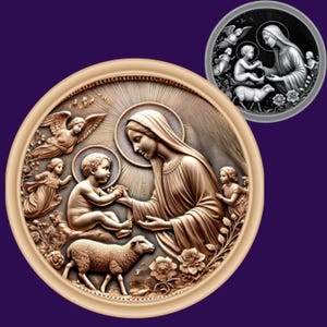 Jesus | Virgem Maria | Arquivo de gravação a laser 3D | Mapa de profundidade | Mapa de altura | Xtool | Arquivo PNG | Lightburn | Arte CNC | Tons de cinza | Glowforge