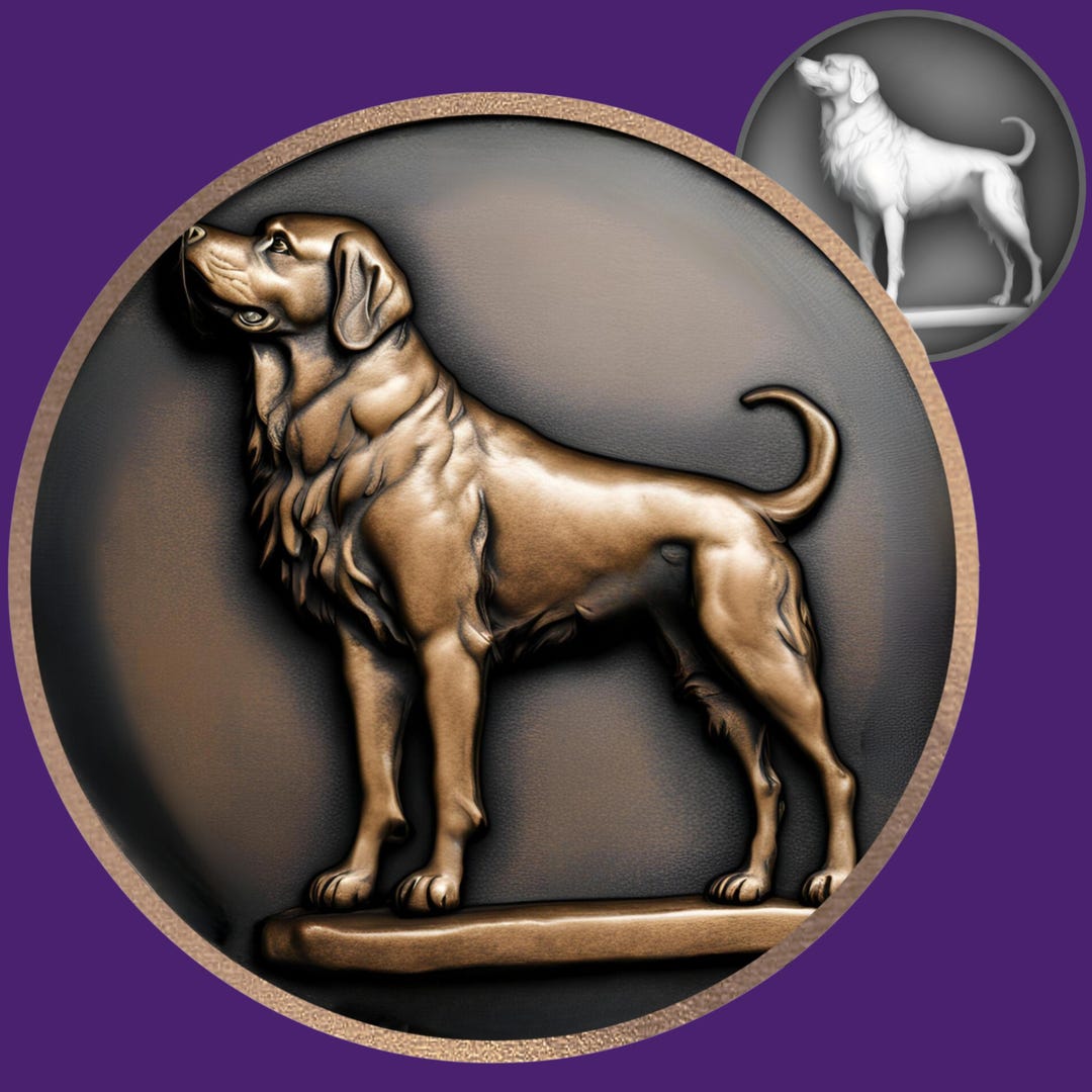 Dog Coin Depth Map: 3D Laser Engrave File (PNG, SVG, PDF Downloadable ...
