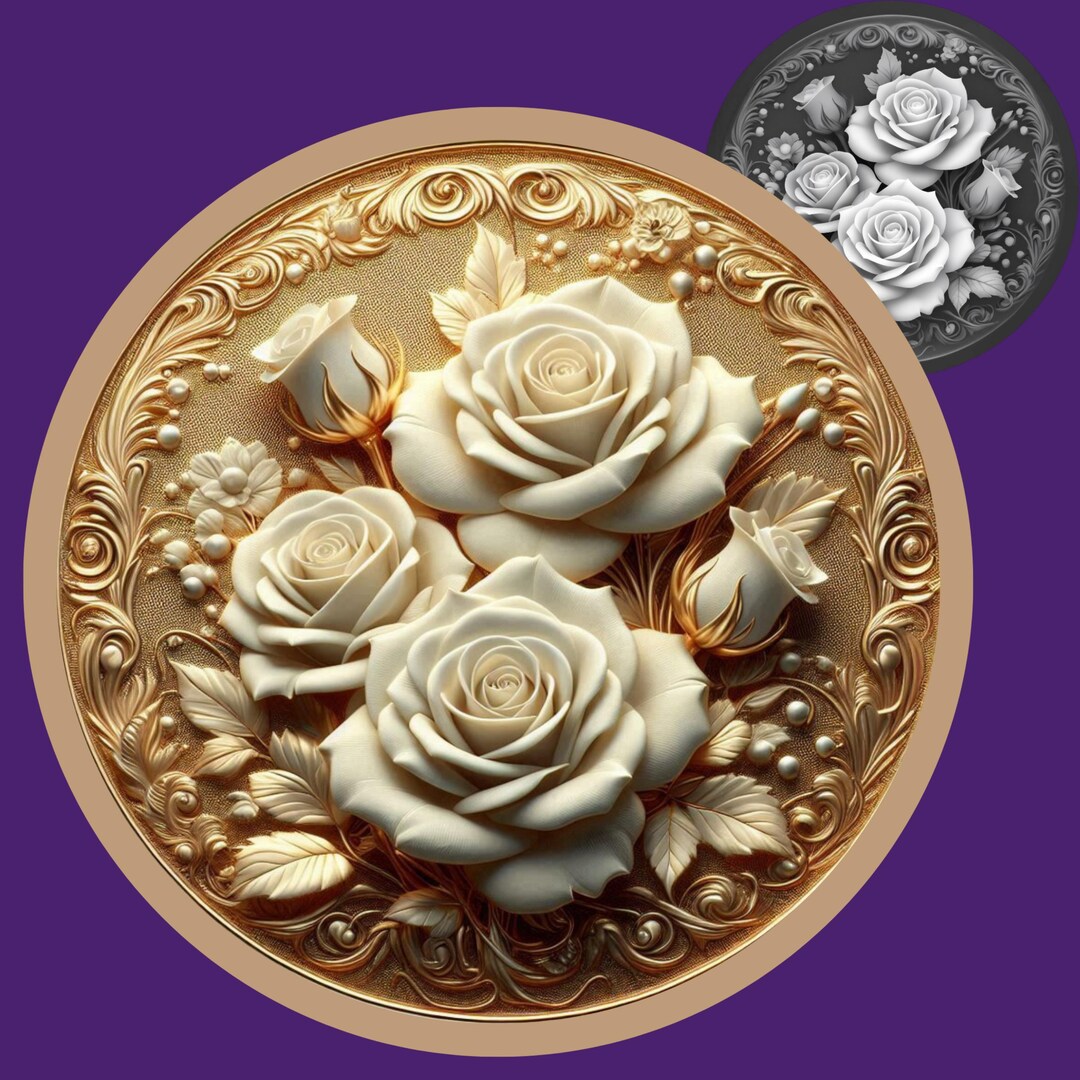 Rose Emboss Normal Map Flowers 3D Relief STL File | Embossing | Depth, Height Map | Resin ...