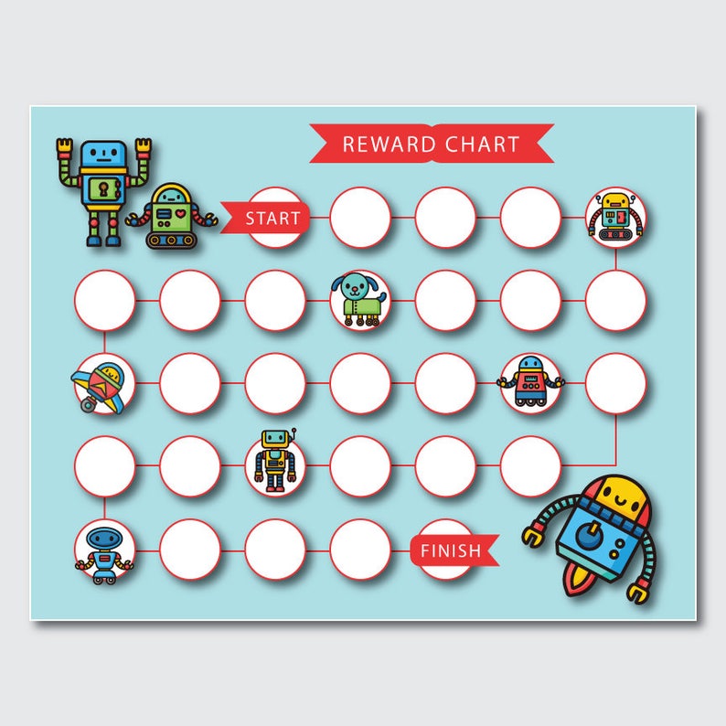 Robot Reward Chart BLUE or PINK DIGITAL | Etsy España