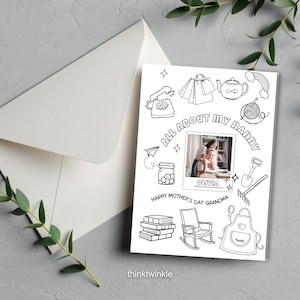 Carte personnalisée de fête des mères de grand-mère, tout sur ma carte de nounou, travaux manuels de fête des mères pour les enfants, activité de fête des mères Tout sur ma grand-mère