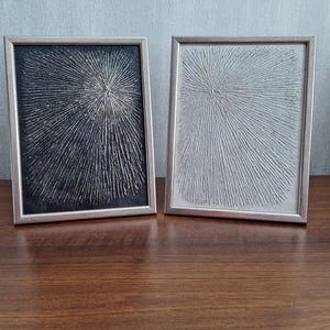 Peintures texturées pour décoration murale | L'abstraction 3D moderne | Art mural noir et argent fait main | Décoration d'intérieur minimaliste