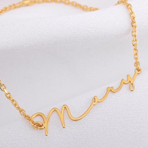 Pulseira de assinatura personalizada Pulseira de caligrafia Pulseira de nome infantil para avó Pulseiras de prata para mulheres Presentes de Natal para ela
