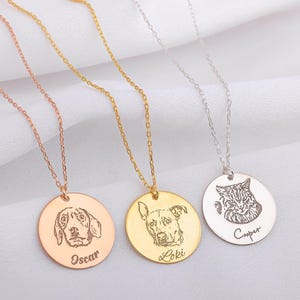 Colar exclusivo com retrato de animal de estimação, colar personalizado com foto de animal de estimação, retrato de animal de estimação gravado a partir de foto, pingente memorial para cachorro, colar com retrato de cachorro e letra