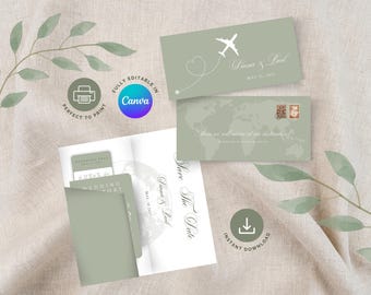 Destination Wedding Envelope Template | Travel Theme Invitation Envelope (edit in Canva)