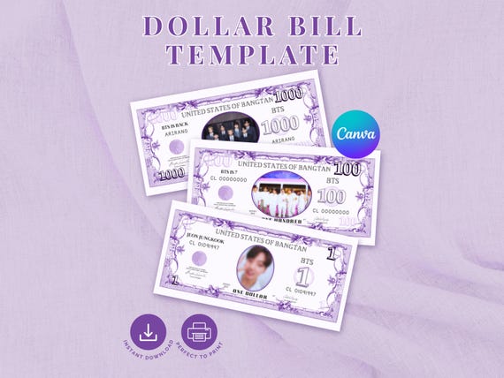 Dollar Bill Template | Kpop Fan Event Freebie Printable (Canva Download)