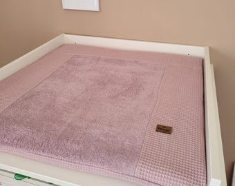 Changing mat with removable cover, waffle piqué, antique rose | Changing mat made to order