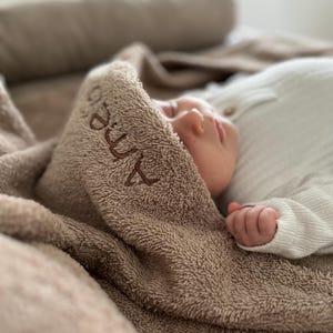 Hooded towel with name, baby towel, baby gifts, hooded towel baby, baby gift personalized, bath towel Baby dark beige terry cloth
