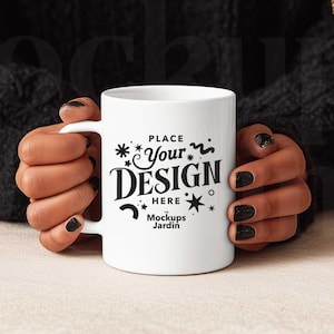 White Mug Mockup | Ceramic Cup Mockup | Cozy Beige Fall Halloween Setting | Minimalist Autumn Scene | Candles Pumpkins Dried Flowers Mockup