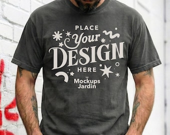 Pepper Comfort Colors 1717 T-Shirt Male Model Mockup (JPG)
