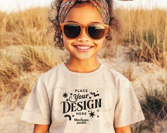 Ash Bella Canvas 3001Y Kids T-shirt Mockup (JPG)