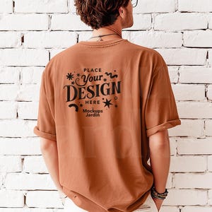 Yam Blue Comfort Colors 1717 Men&#39;s T-Shirt Mockup | Back View Mockup | Minimal Simple Apparel Template Trendy Aesthetic Mock-up | Male Model