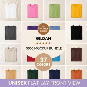 Gildan 5000 Flat Lay Folded T-shirt Mockup Bundle | G500 Shirt Mock-Up | Simple Shirt Flat Lay Tee | Set for Canva | Print on Demand Bundle