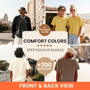 Comfort Colors 1717 Mockup Bundle | CC1717 Tshirt Mockup Bundle | Trendy Neutral Boho Ästhetik Sommer Herbst Shirt Mockup Bundle | CC1717 T-Stück