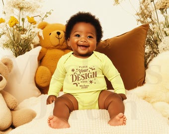 Rabbit Skins 4411 Bodysuit Mockup | Long Sleeve Infant Apparel (Digital Download)