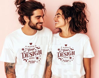 Maqueta de camiseta blanca Bella Canvas 3001 para el Día de San Valentín (archivo JPG)