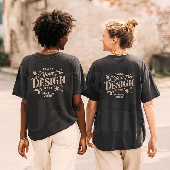 Comfort Colors 1717 Pepper T-shirt Mockup | Friends Back View Mock