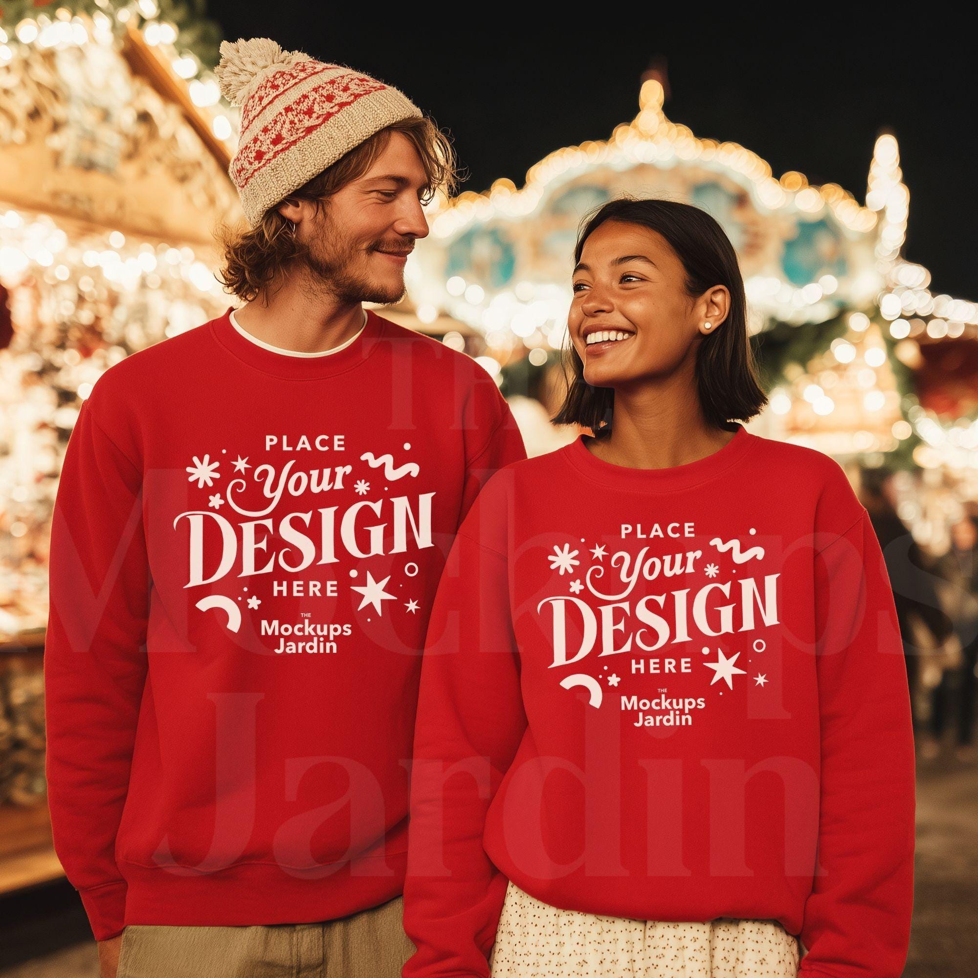 white christmas dresses Festive 'Merry & Christmas' Couples Matching Outfits Set main image 0