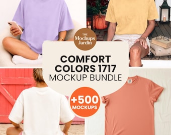 Comfort Colors 1717 Mockup Bundle | CC1717 Tshirt Mockup Bundle | Trendy Neutral Boho Aesthetic Summer Fall Shirt Mockup Bundle | CC1717 Tee