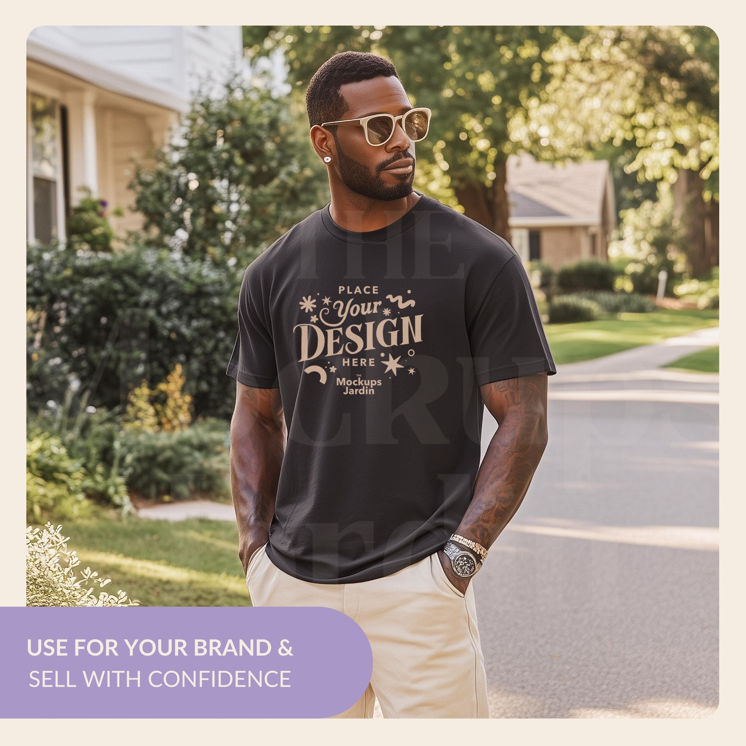 Graphite Comfort Colors 1717 Men's T-shirt Mockup | Outdoor Urban