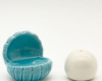 Oyster and Pearl Mini Salt and Pepper Shakers