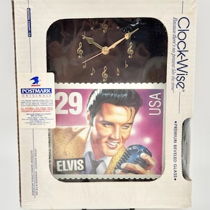 Vintage Elvis Presley Stamp Clock, 1993 Commemorative Music Memorabilia