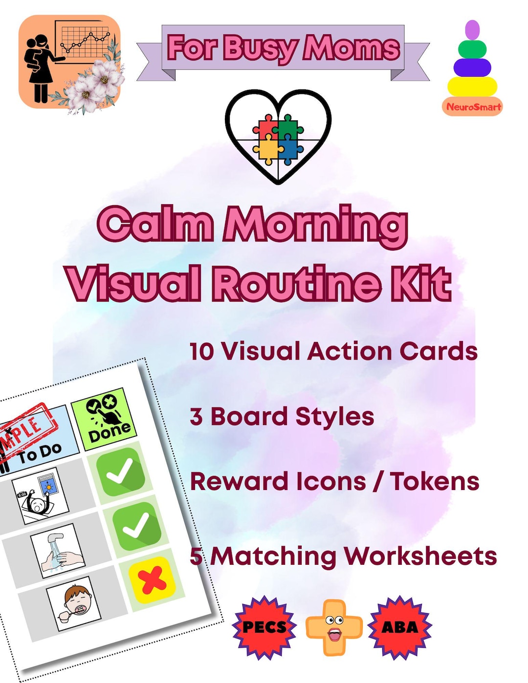 Calm Morning Visual Routine for Kids | PECS & ABA Schedule Kit ...